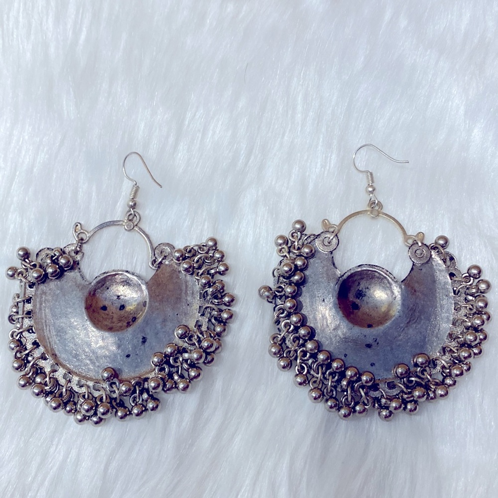 SOLD YEY !! Handmade Afghan Ethnic Bali Earrings, Tribal Kuchi Afghan Hoop - Picture 6 of 7